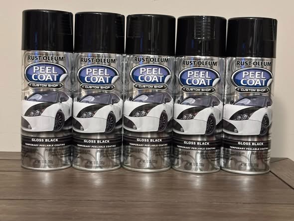NEW Rust-Oleum 316176 Automotive Peel Spray Coating 10 oz Gloss Black, Pack of 5