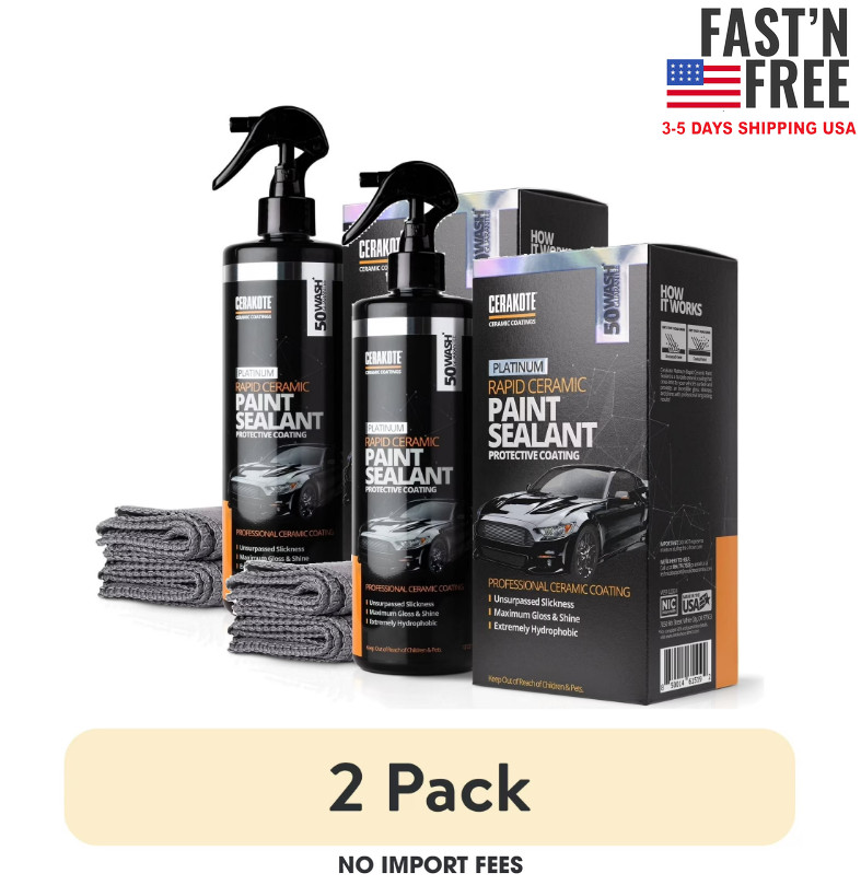 (2 pack) Cerakote Platinum Rapid Ceramic Paint Sealant Kit, High Gloss