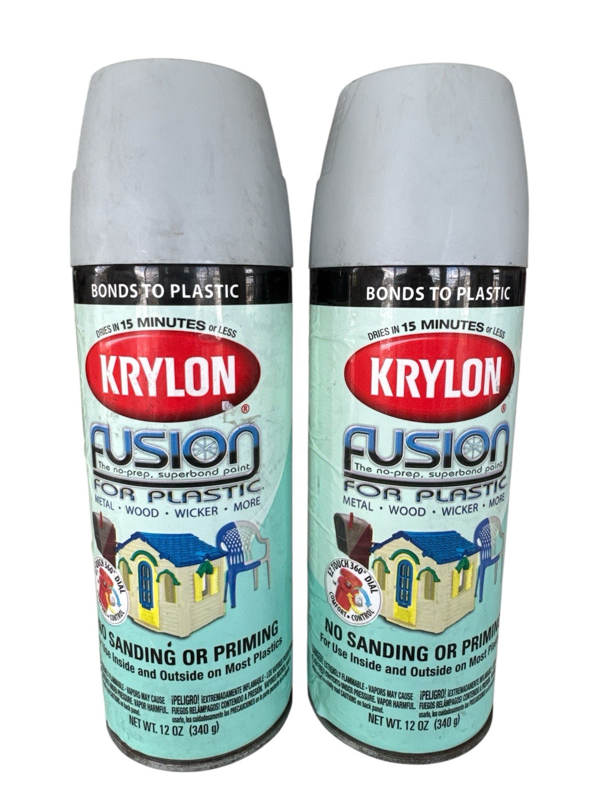 Krylon Fusion Plastic 2439 Satin Pewter Gray Plastic Spray Paint 12oz 2 Pack