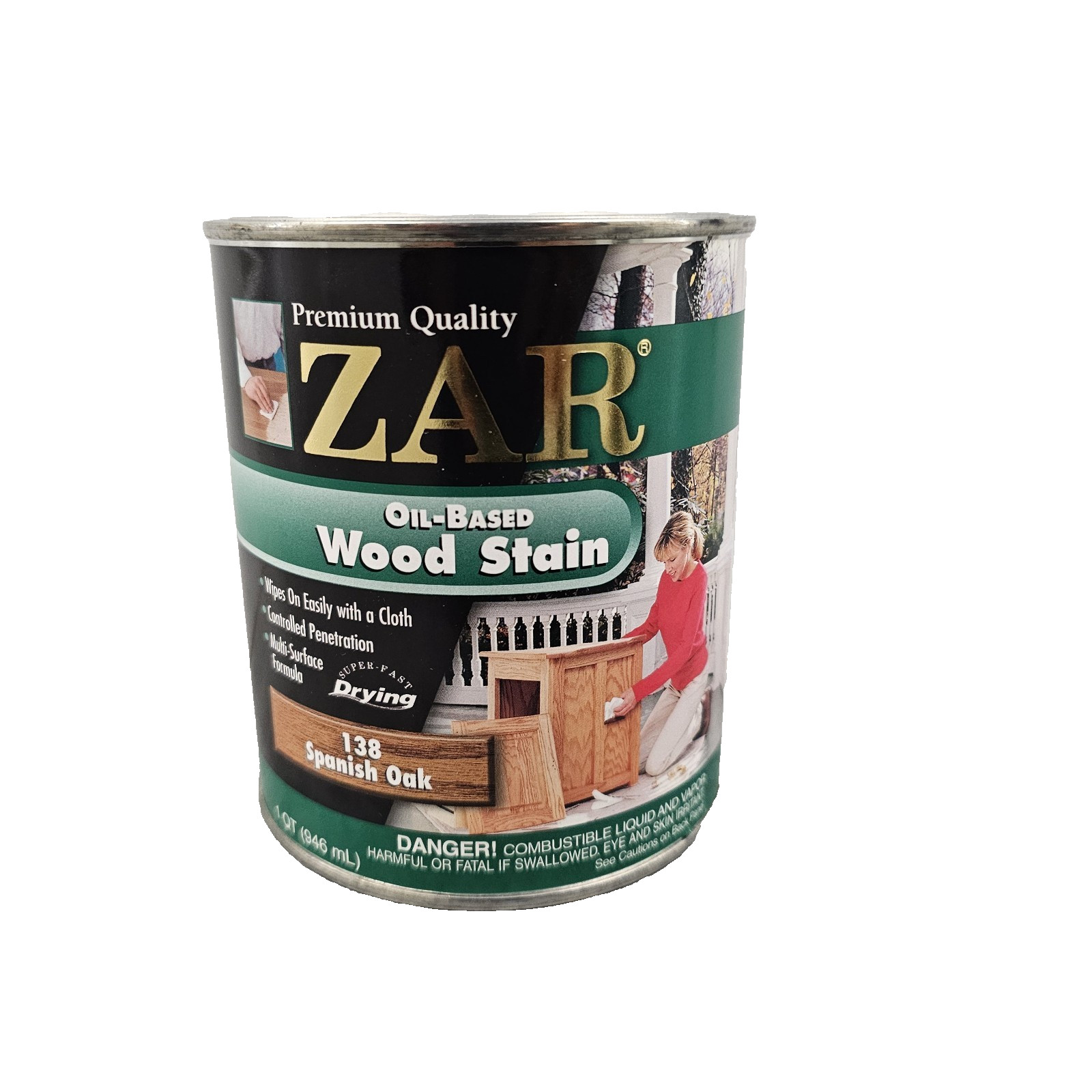 (1) ZAR Oil-Based Interior Wood Stain 138 Spanish Oak, Quart Qt