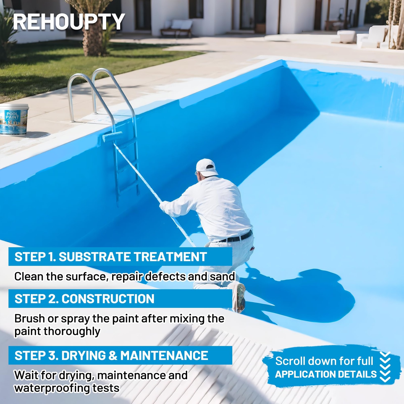 Pool Paint Ocean Blue Water-Based Acrylic Resin Concrete Quick-dry Waterproof