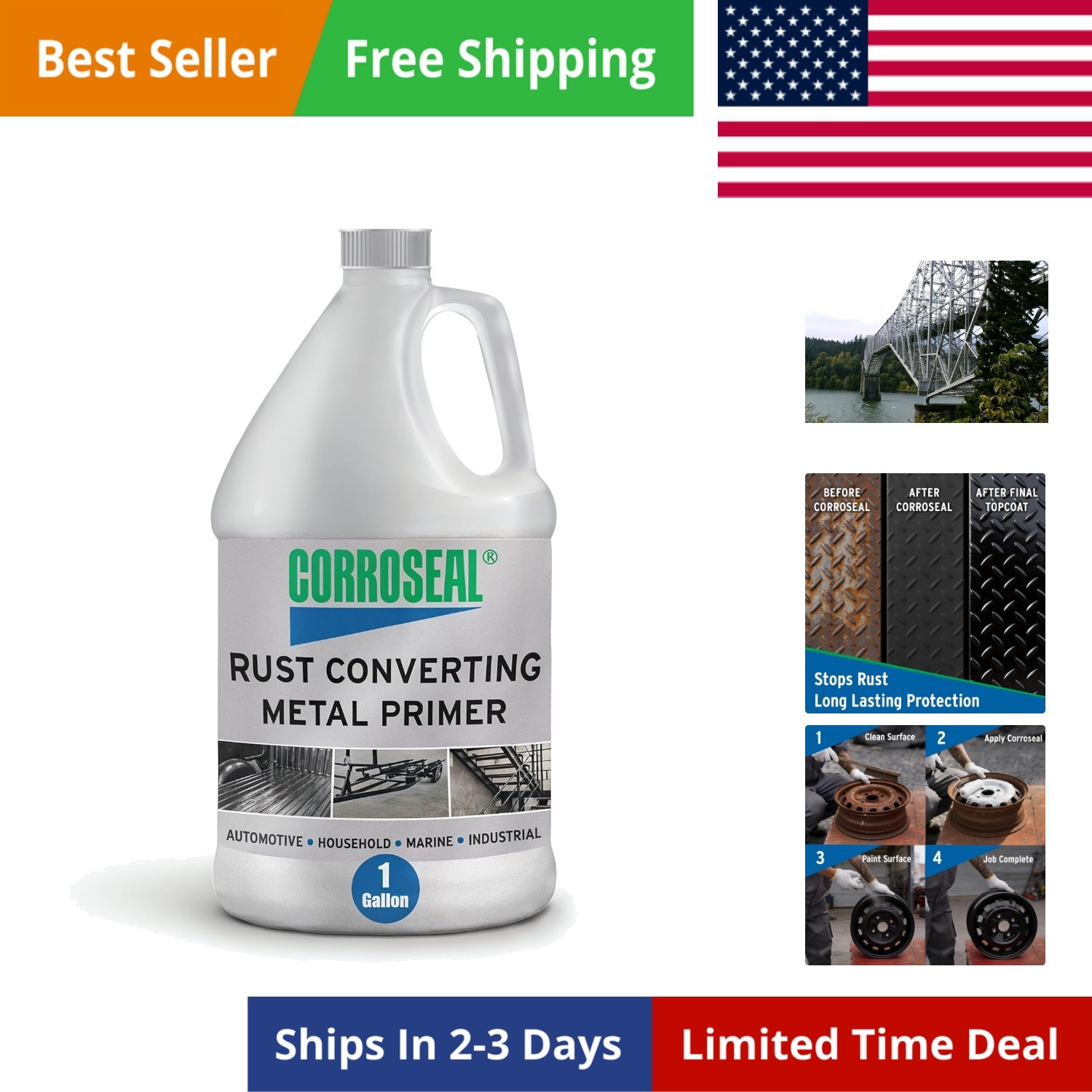 Rust Converter & Metal Primer – Stops & Prevents Corrosion on Metal, Pro-Grad…