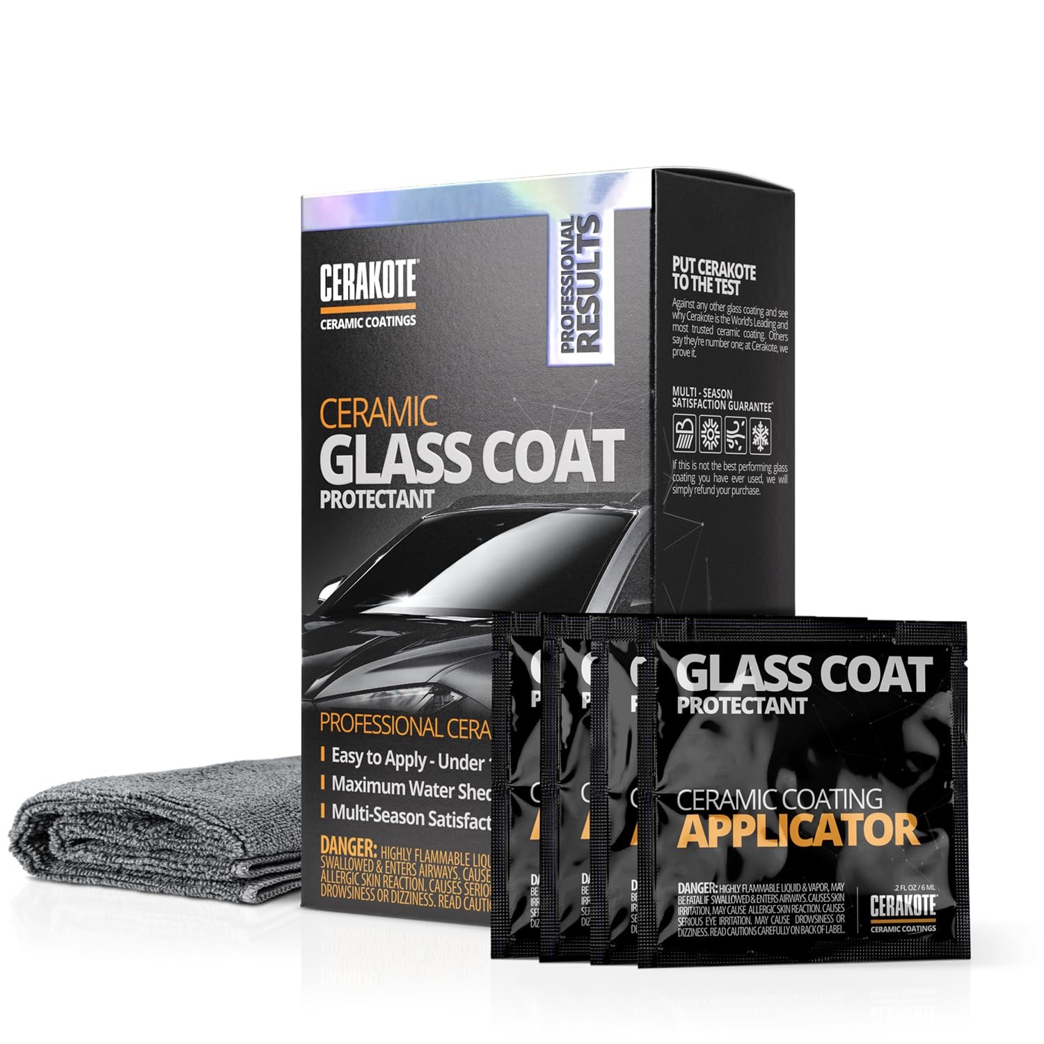 CERAKOTE® Ceramic Glass Coat Protectant – Hydrophobic Automotive 4 Wipe Kit