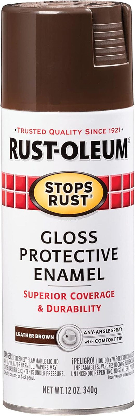 7775830 Stops Rust Spray Paint, 12-Ounce, Gloss Leather Brown