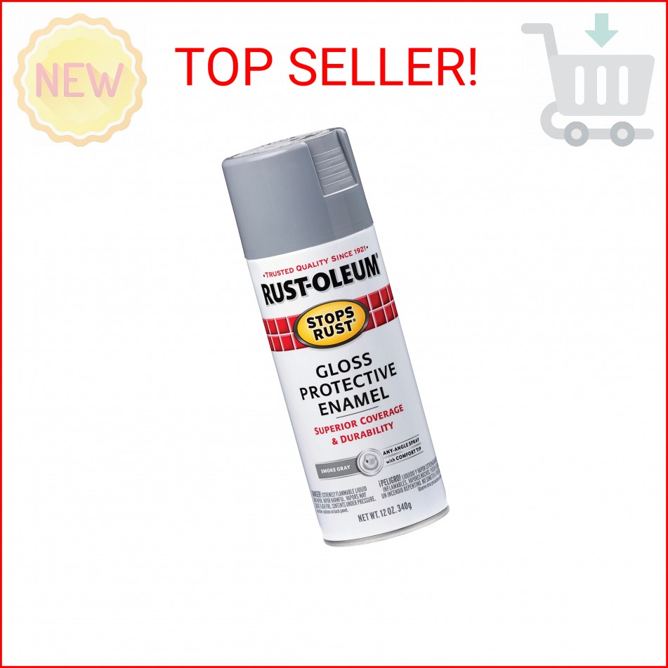 Rust-Oleum 7786830 Stops Rust Spray Paint, 12 oz, Gloss Smoke Gray