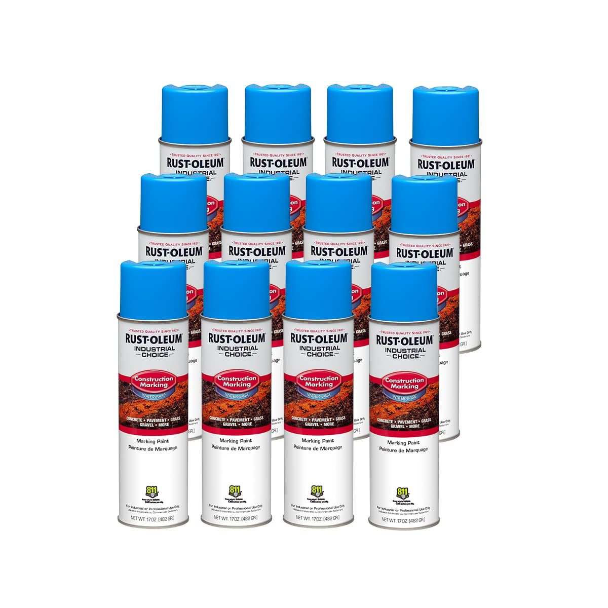 Rust Oleum 15 Ounce Caution Blue Marking Paint Pack Of 12 Fast Dry Durable Use