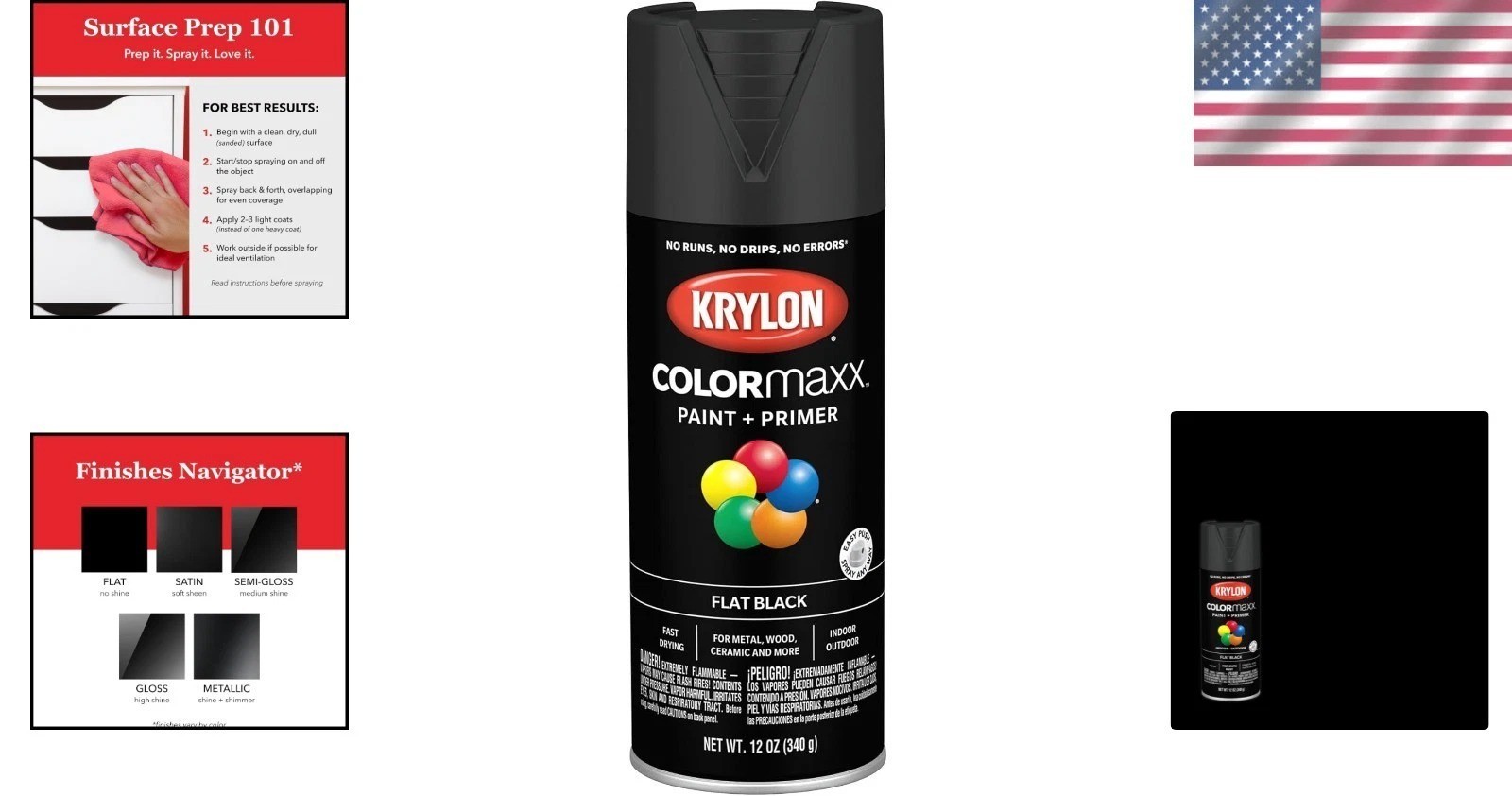 Krylon K05546007 COLORmaxx Spray Paint and Primer for Indoor/Outdoor Use, Flat