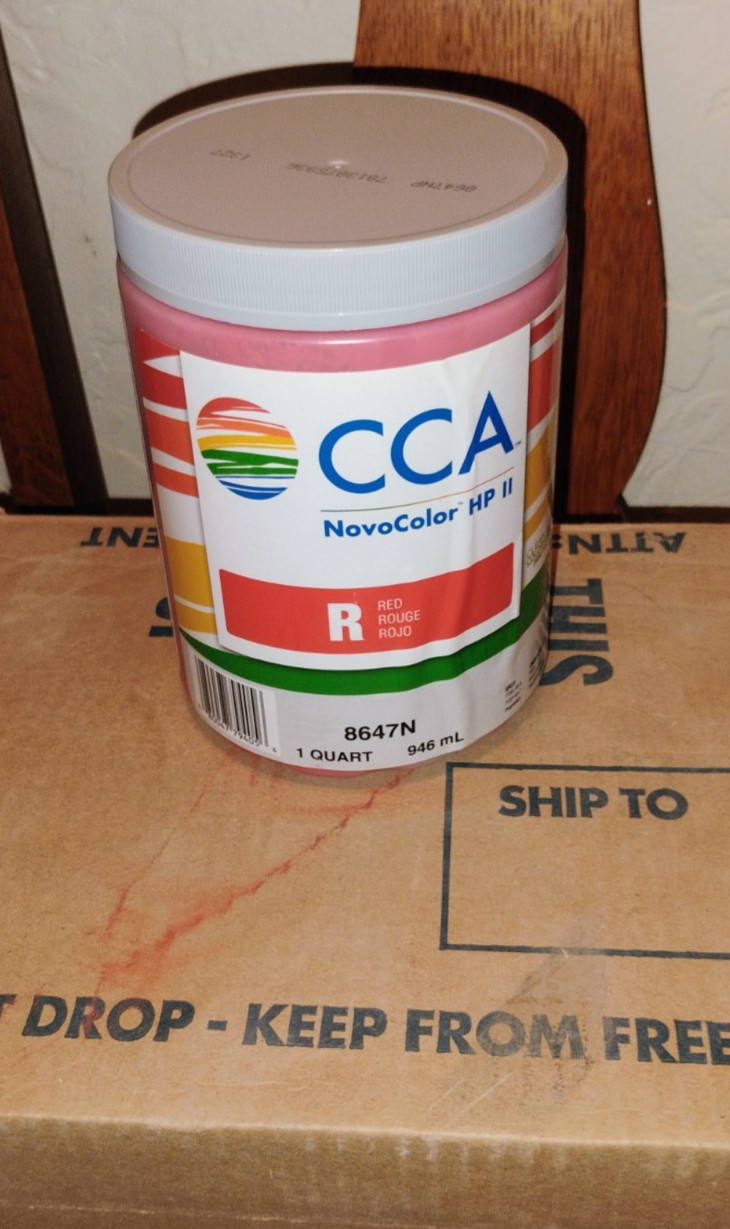 6 QUARTS cca NovoColor HP II RED 8647N paint tinting colorant