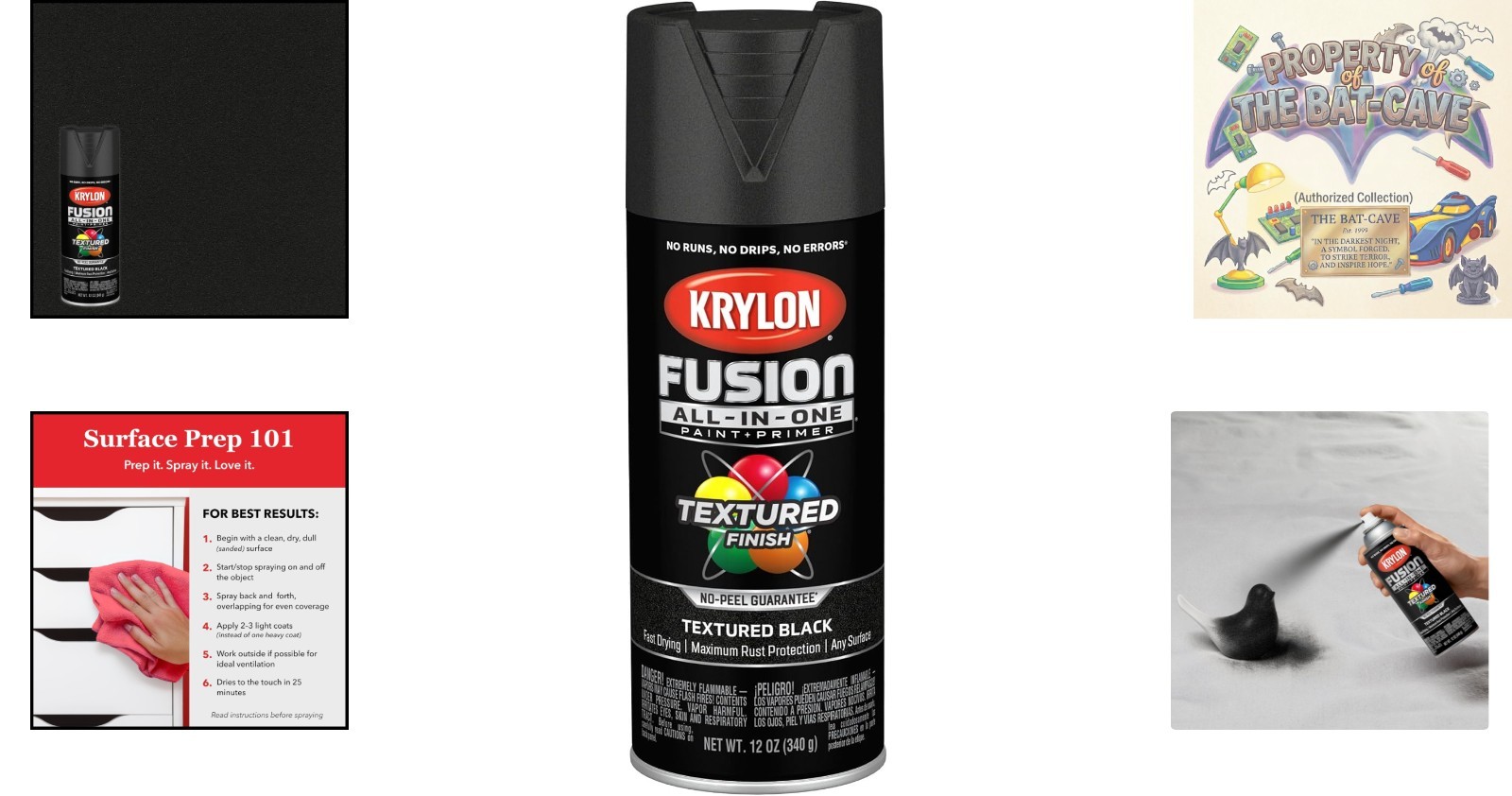 Fusion All-In-One Fast-Drying Adhesive Spray Paint – 12 oz Black, Indoor/Outdoor