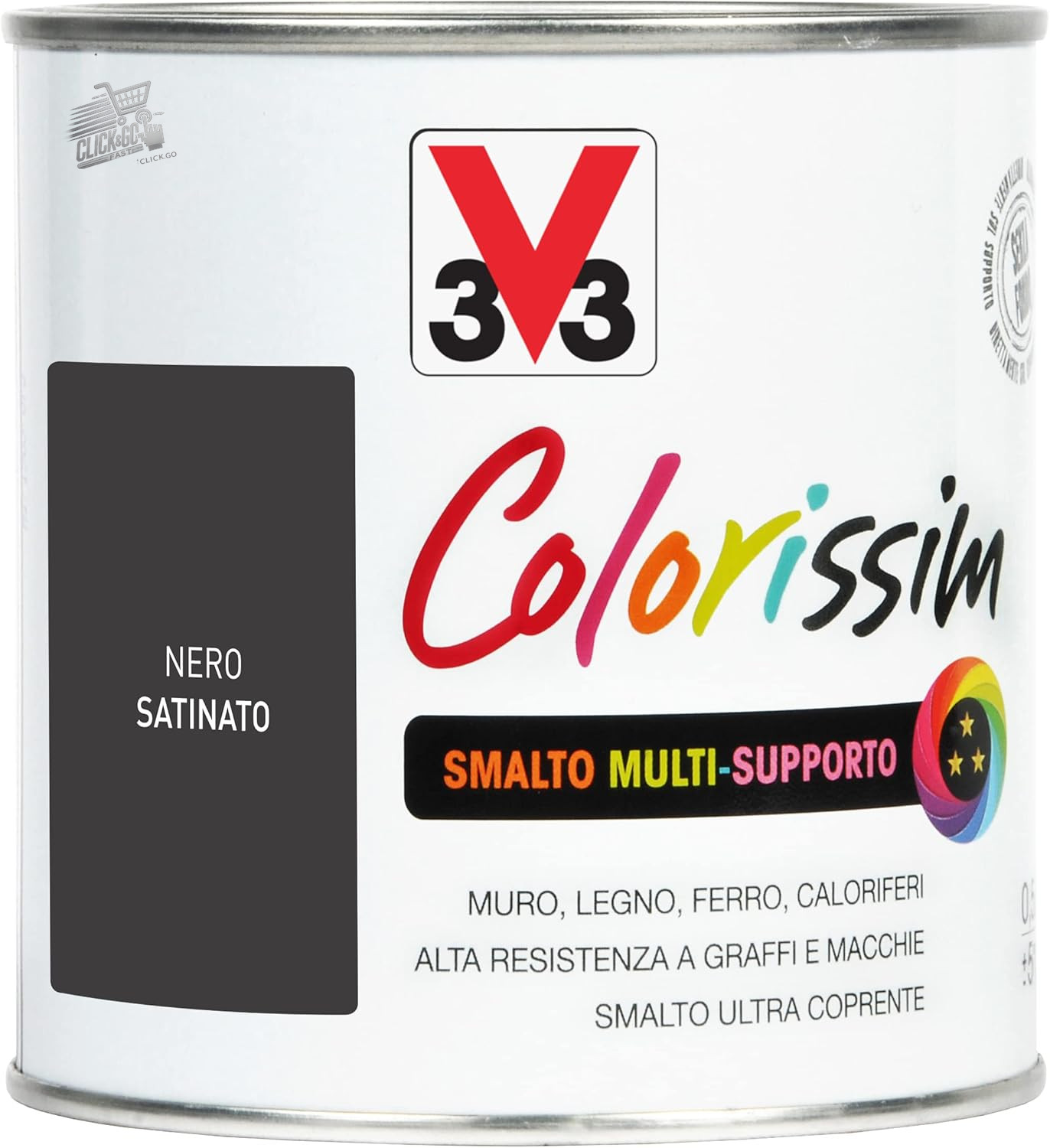 Multi-support enamel V33 Colorissim black 500ml paint wood iron walls PVC