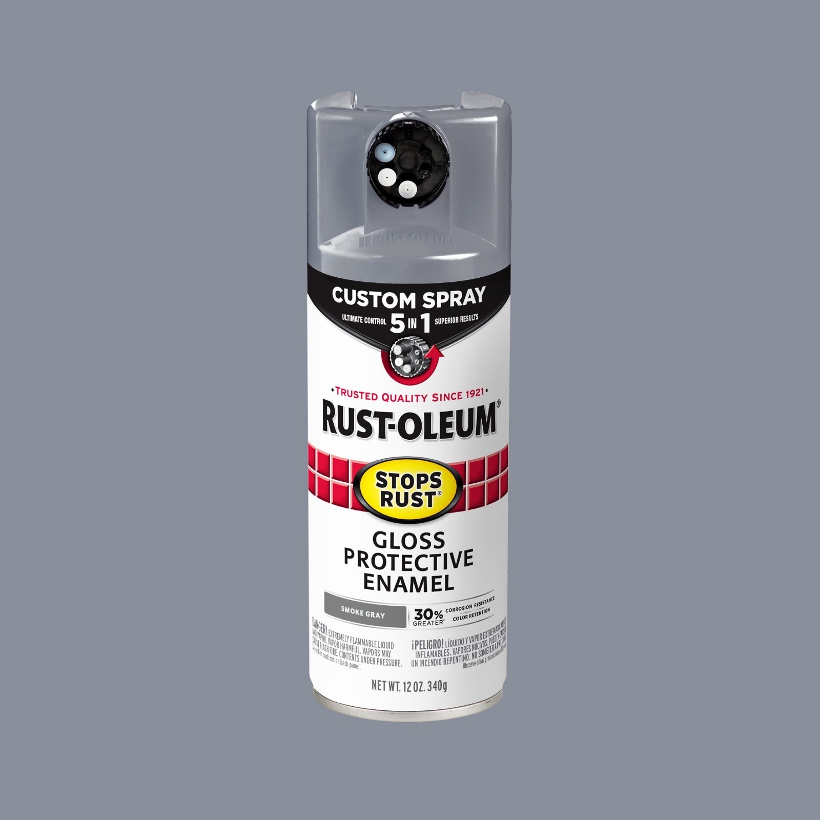 Rust-Oleum Stops Rust 5-in-1 Custom Spray Paint, Smoke Gray, Gloss, 12 oz, 4Pack