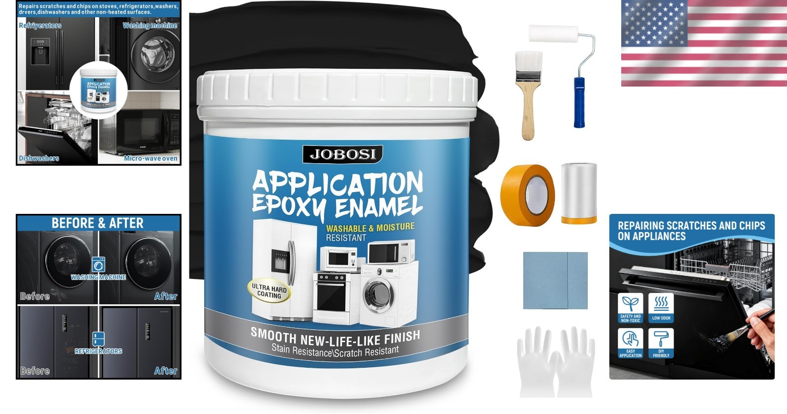 Black Appliance Rust Paint – High-Gloss Finish, 32 oz