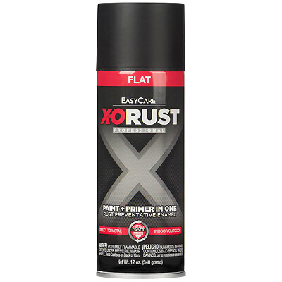 EasyCare XOP19-AER X-O Rust Anti-Rust Enamel Spray Paint & Primer, Black Flat,