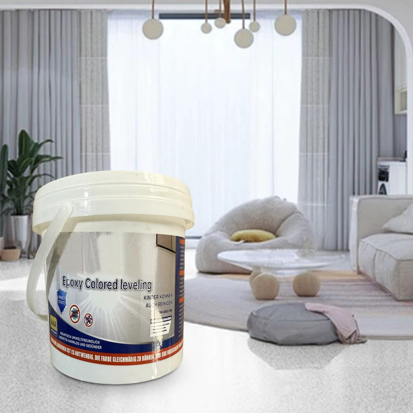 Marble Effect Epoxy Floor Coating High-Gloss Floor Paint Waterproof & Anti-slip