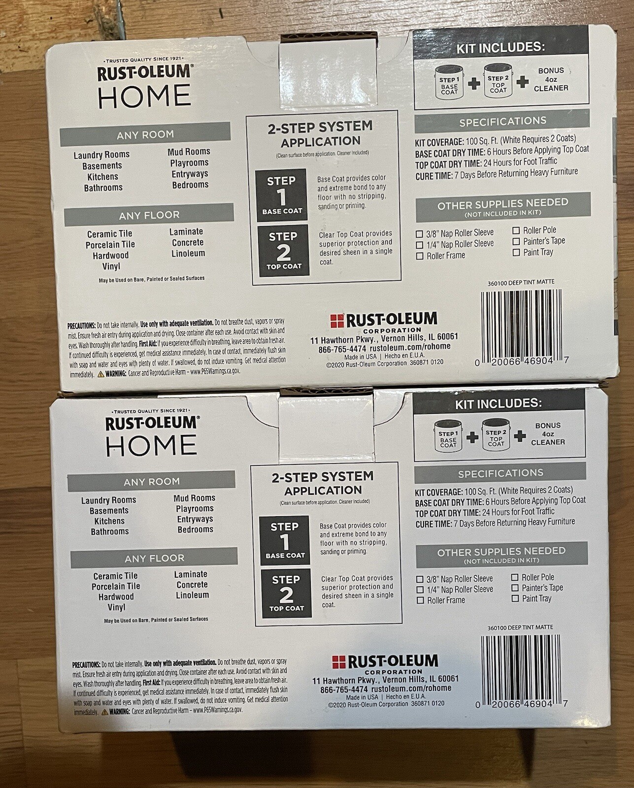2 Packs Rust-Oleum HOME Matte Deep Tint Base Floor Coating Kit