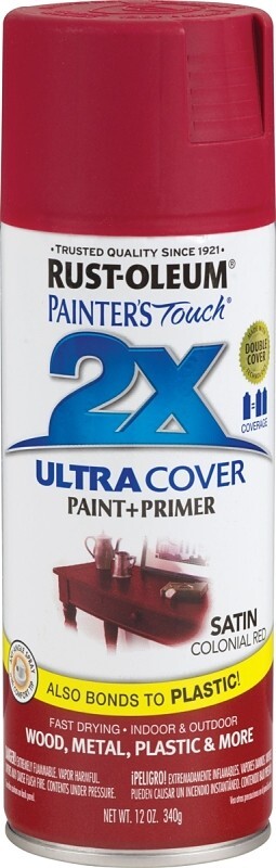 CASE OF (6) RUSTOLEUM 249082 ULTRA COVER 2X GLOSS SATIN COLONIAL RED SPRAY PAINT