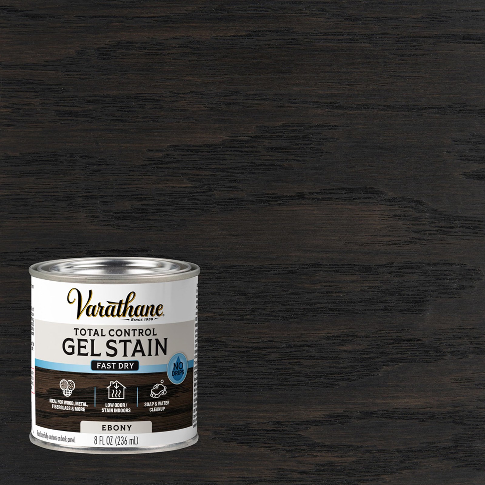 HeavyDuty Gel Wood Stain Ebony Half Pint for Furniture Refinishing