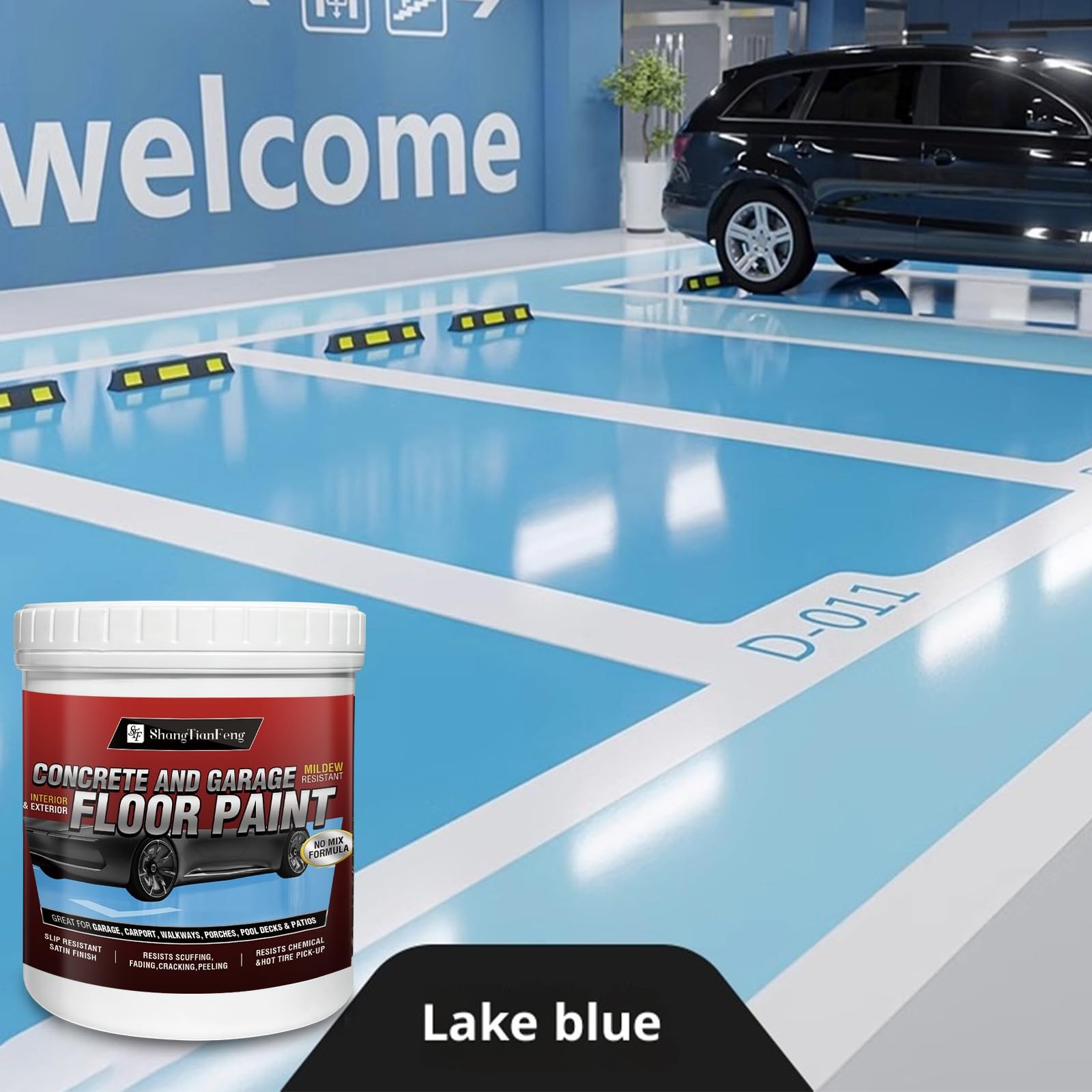 Floor wall paint, oil-based epoxy 128 Fl Oz (Pack of 1), Bright Blue
