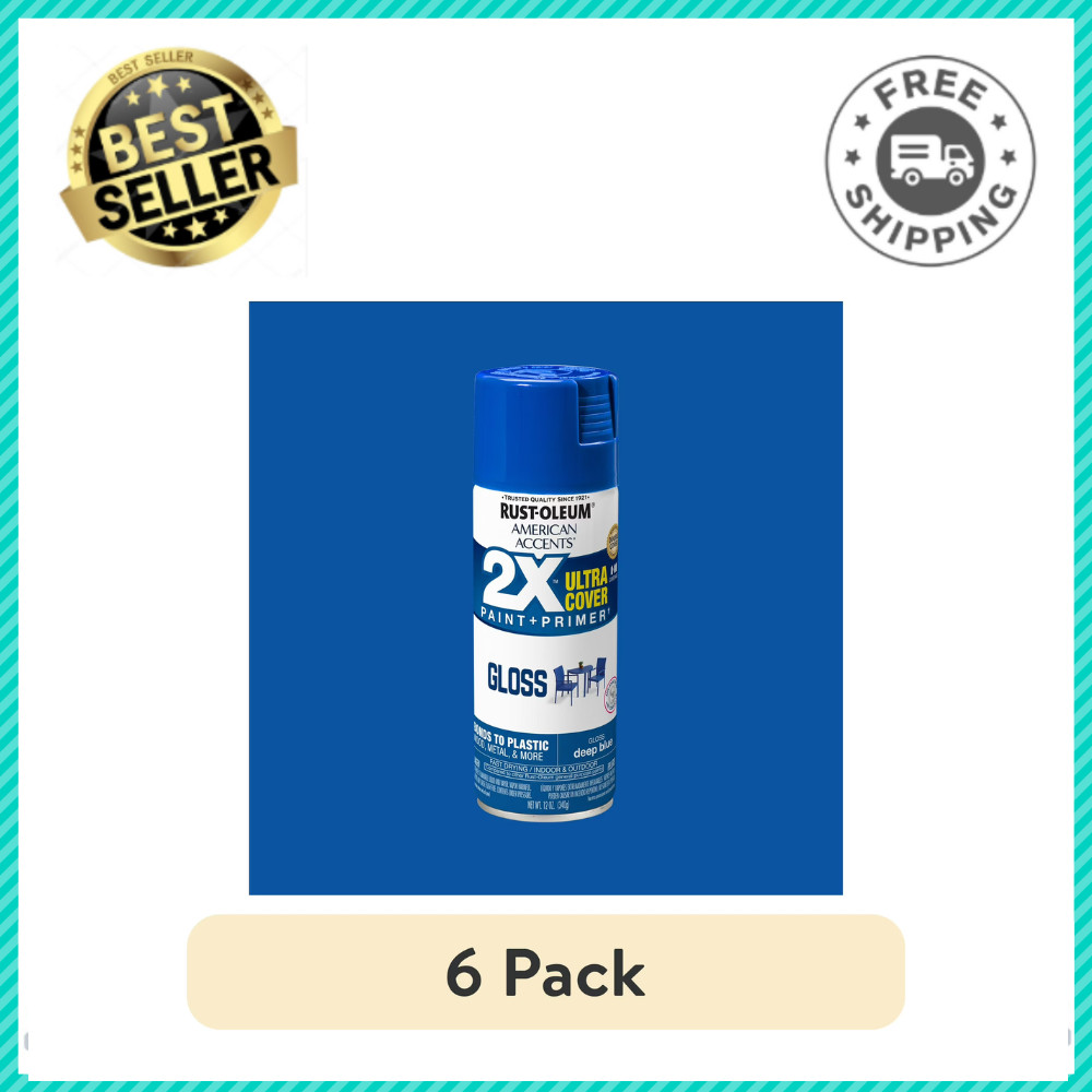 Rust-Oleum, American Accents 2X Ultra Cover, Gloss Deep Blue Spray Paint, 6 Pack
