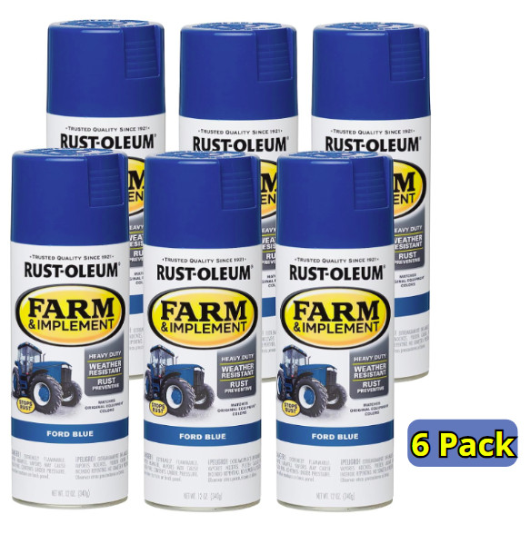 Ford Blue Specialty Farm & Implement Gloss Spray Paint- 12 oz 6 Pack Durable