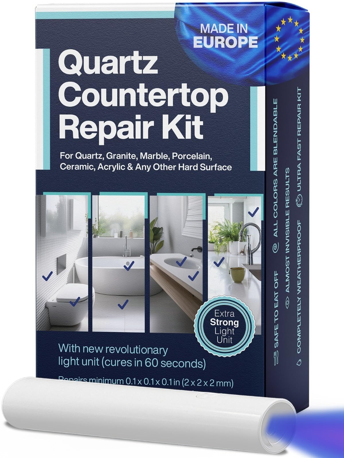 DIY Quartz Countertop Repair Kit – 3 Colors + Polisher for Granite, Tile, Acryli