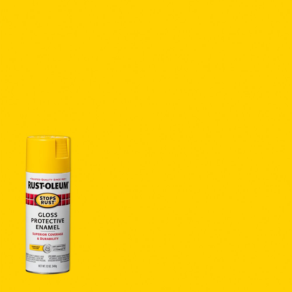 Multi-Surfaces Stops Rust Gloss Protective Enamel Yellow Spray Paint 12 Oz