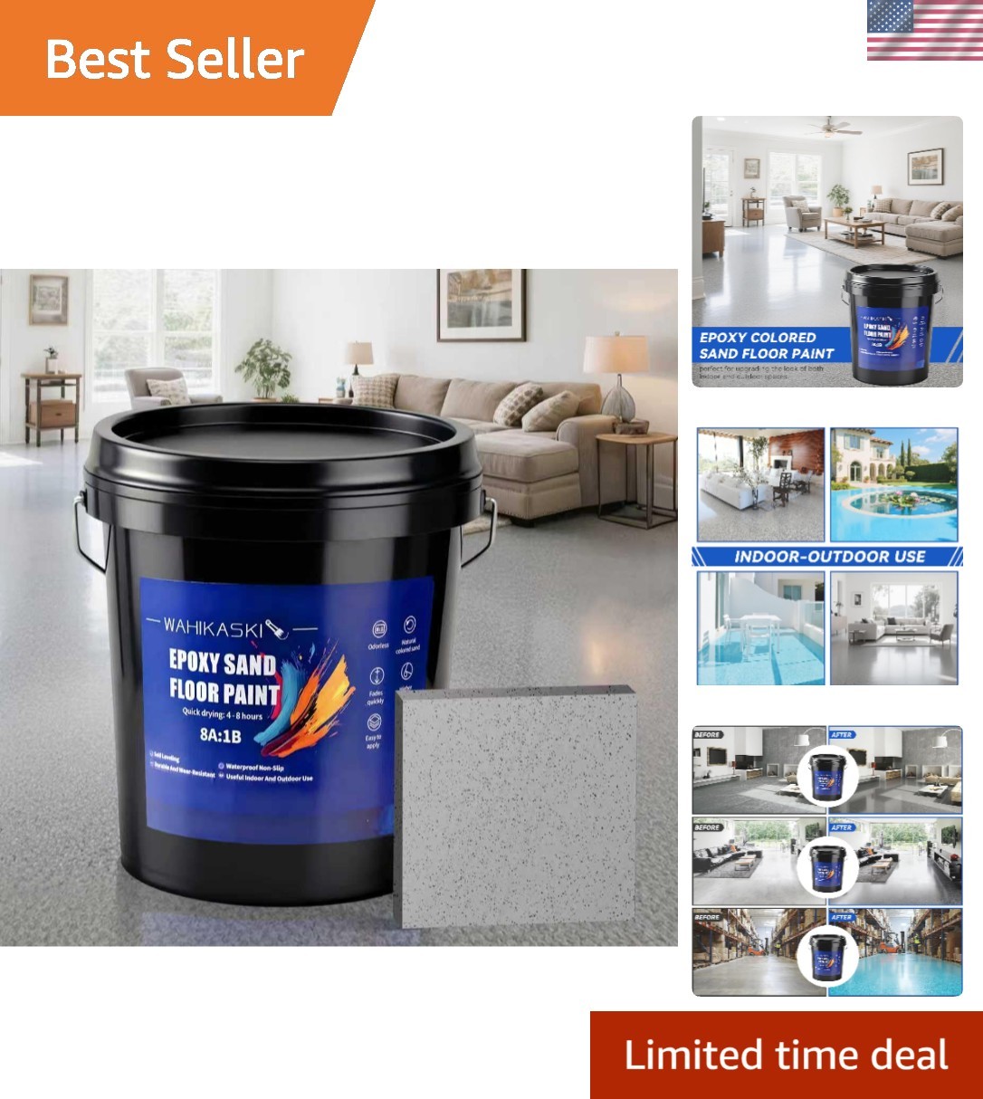 Epoxy Colored Sand Floor Paint, Epoxy Floor Paint For Concrete, Leveling High…
