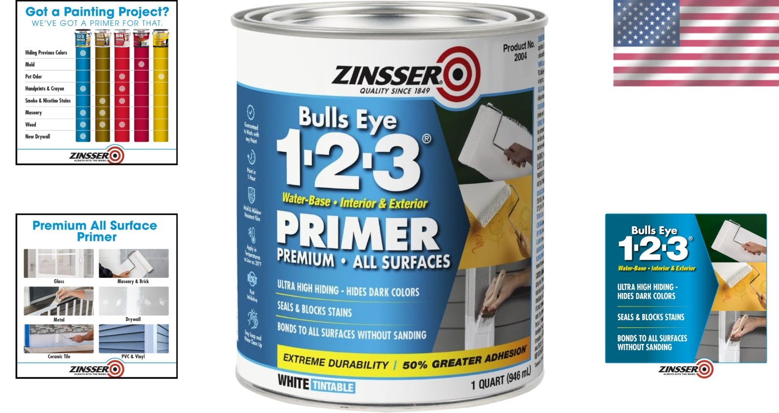 1 Quart Bulls Eye 1-2-3 Stain Blocking Primer for All Surfaces: Water Resistant