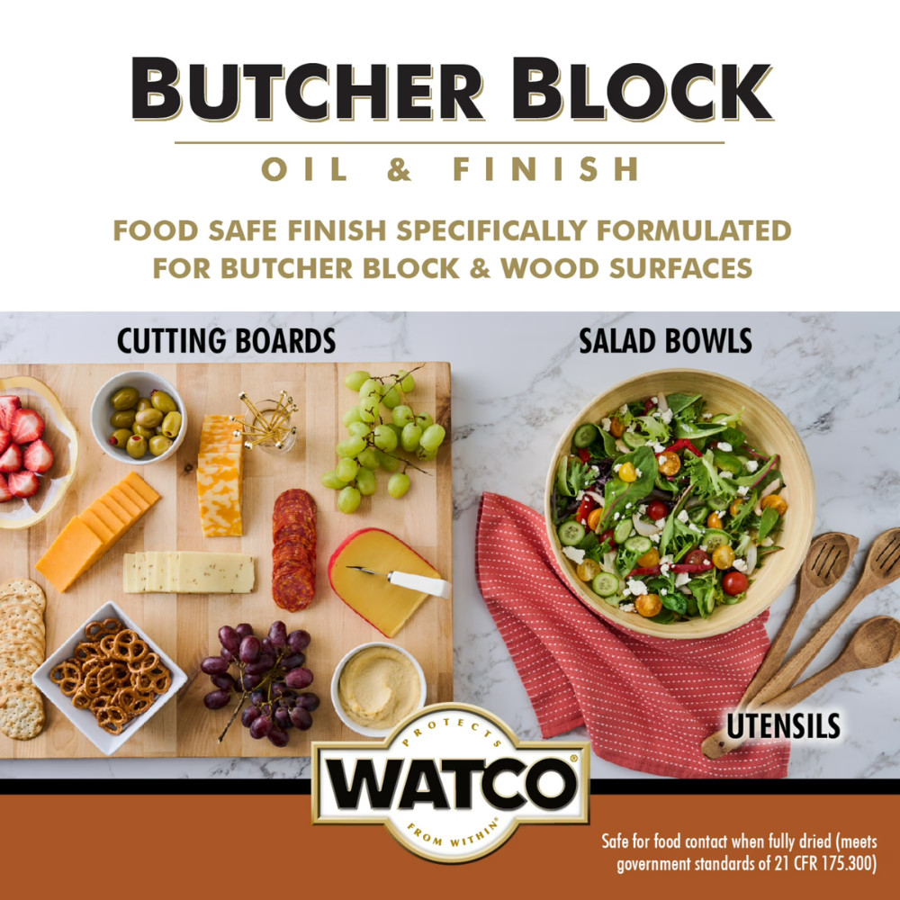 2 Pack Rust-Oleum Watco Butcher Block Oil, Clear, Wood Finish, Food Safe, 16 oz