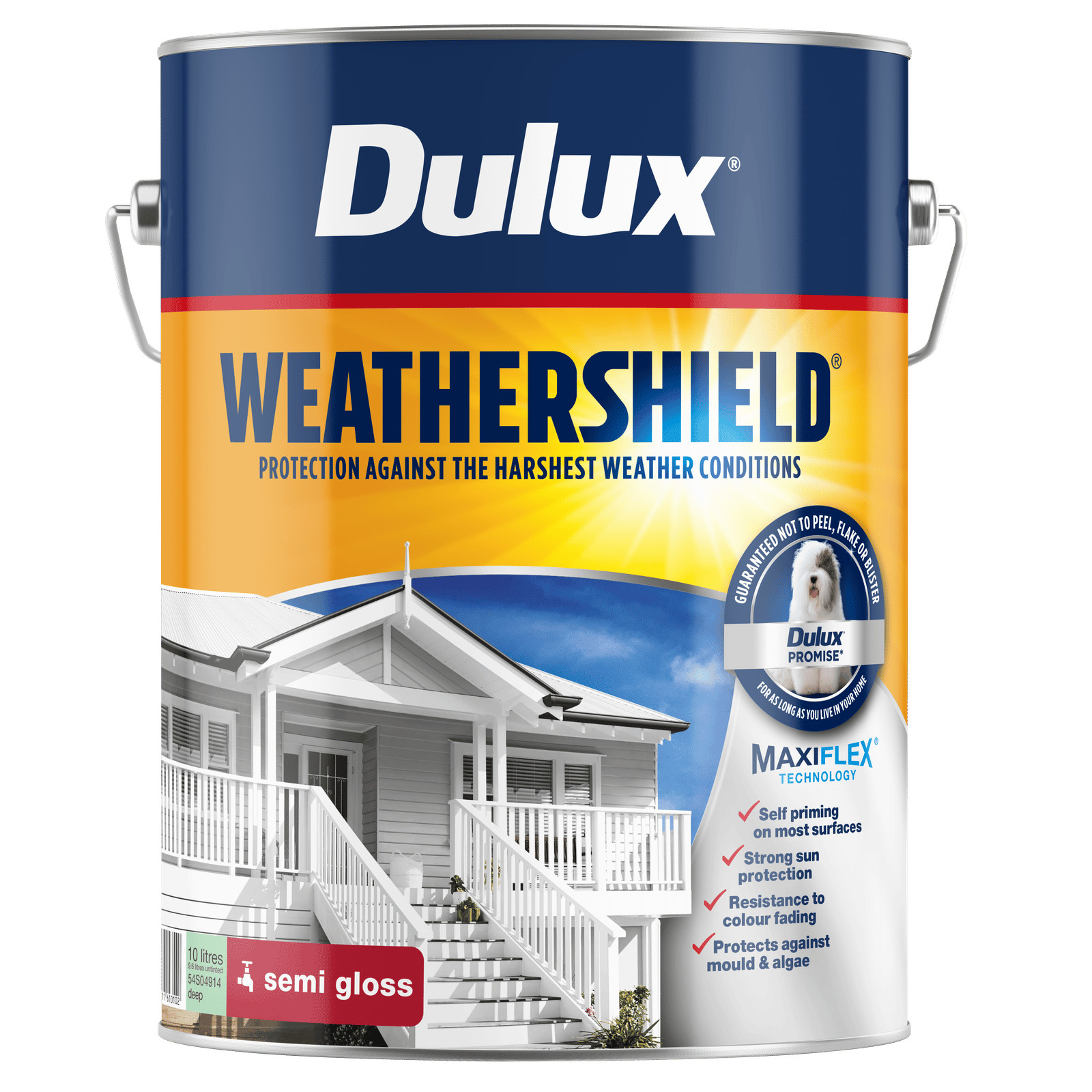 Dulux 10L Deep Exterior Paint Weathershield Semi Gloss