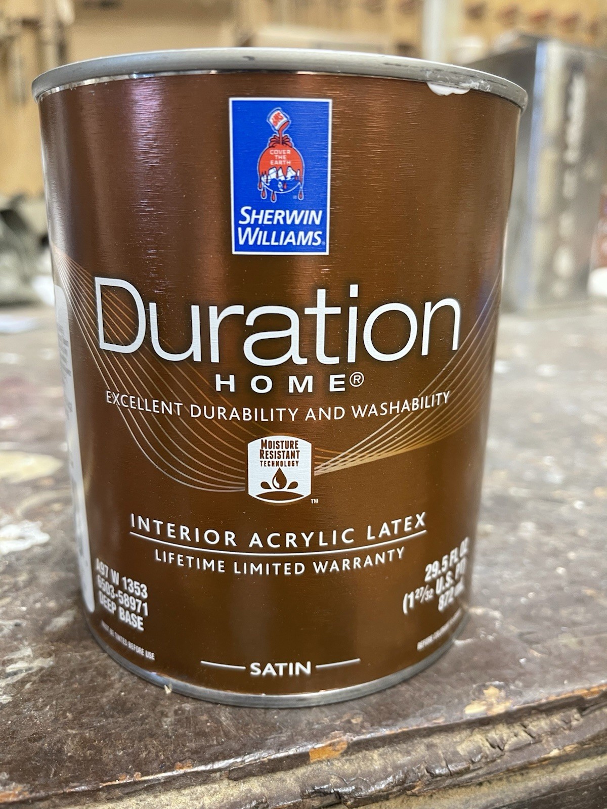 1 Quart Sherwin Williams Duration Interior Satin Paint/ 6214 Underseas Green