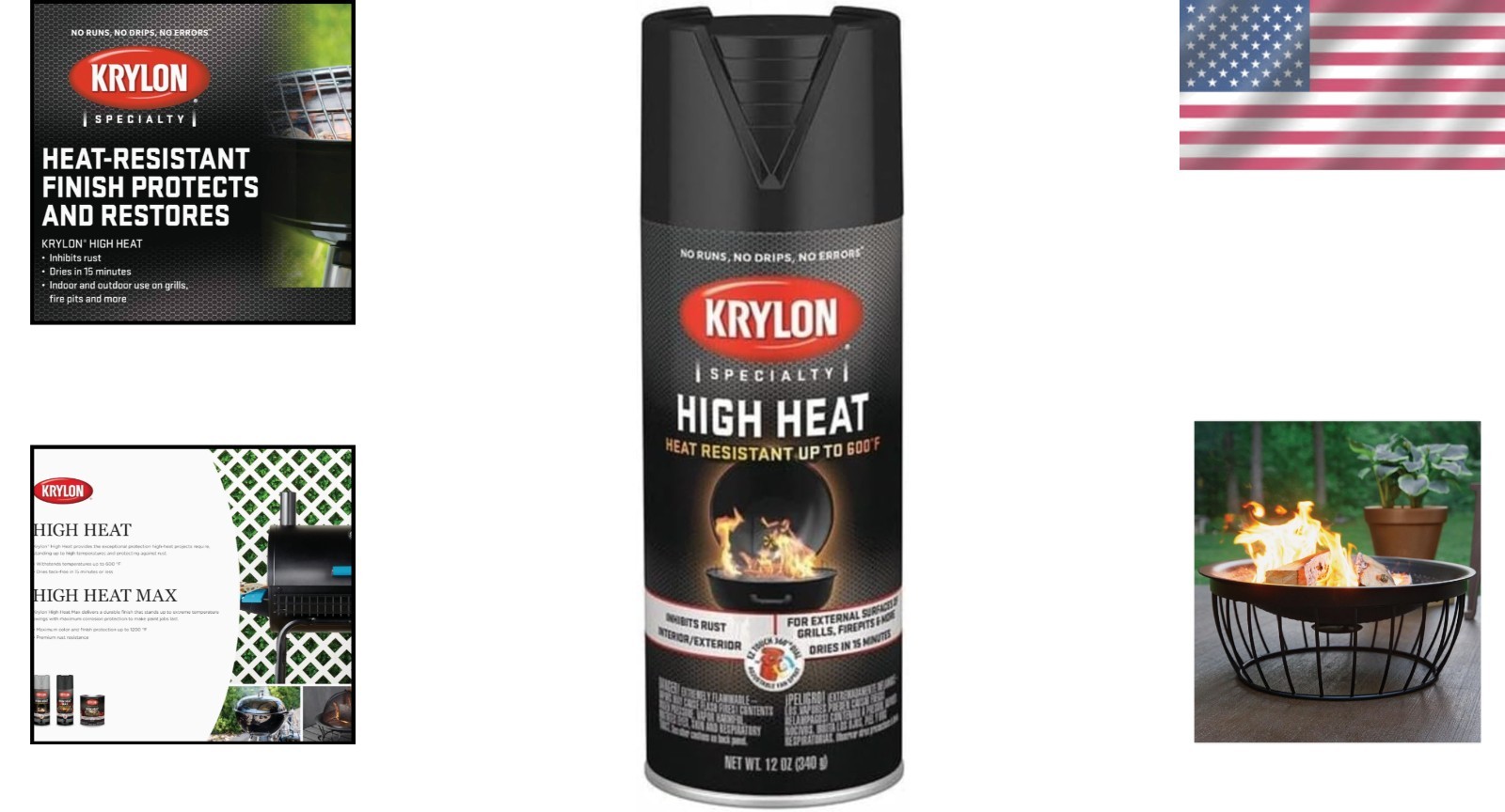 Krylon 12 Oz Satin Black High Heat Paint – Quick Drying, Durable Finish