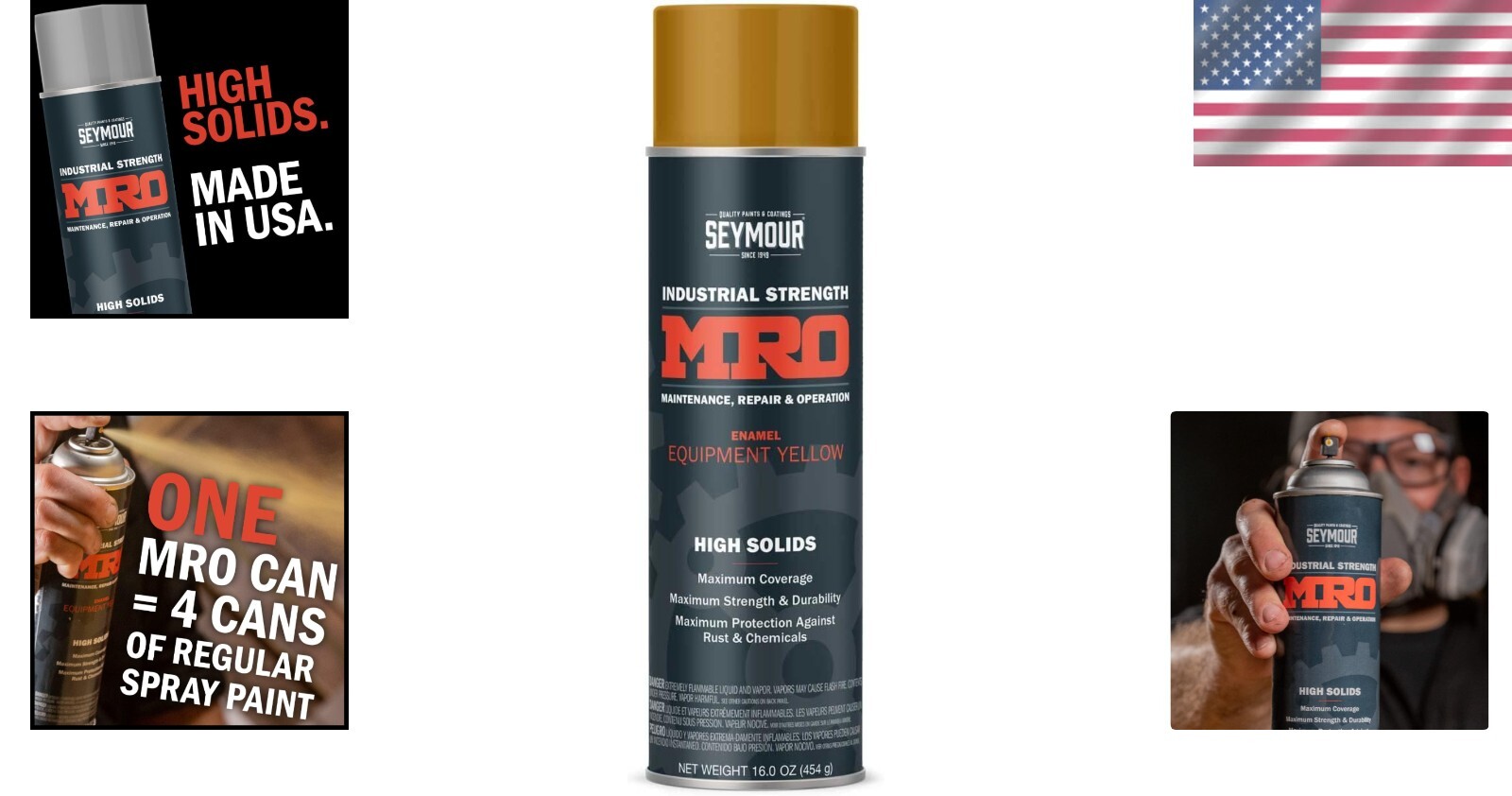 Durable High Solids Spray Paint – 16oz Equipment Yellow for Indoor & Outdoor Use