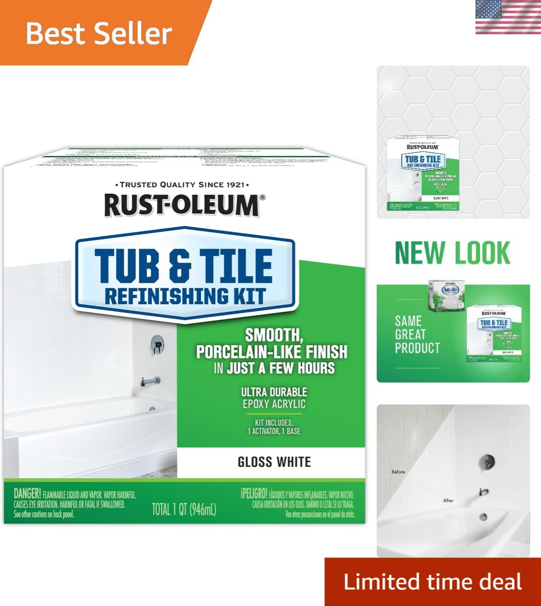 Tub & Tile Touch Up Gloss White Paint Kit | Bathroom Surface Refresh, Ceramic…