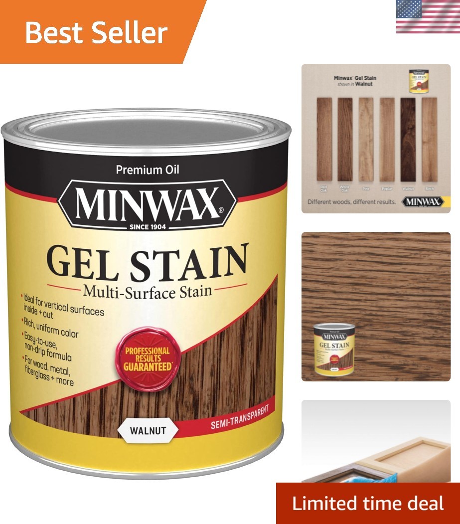 Gel Stain in Walnut, 1 Quart – Perfect for Precise Wood Finishing & Touch-ups