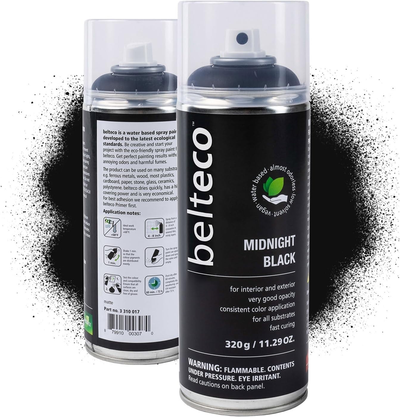 Spray Paint Black Matte | Water-Based & Odorless | Weather & UV Resistant | I…