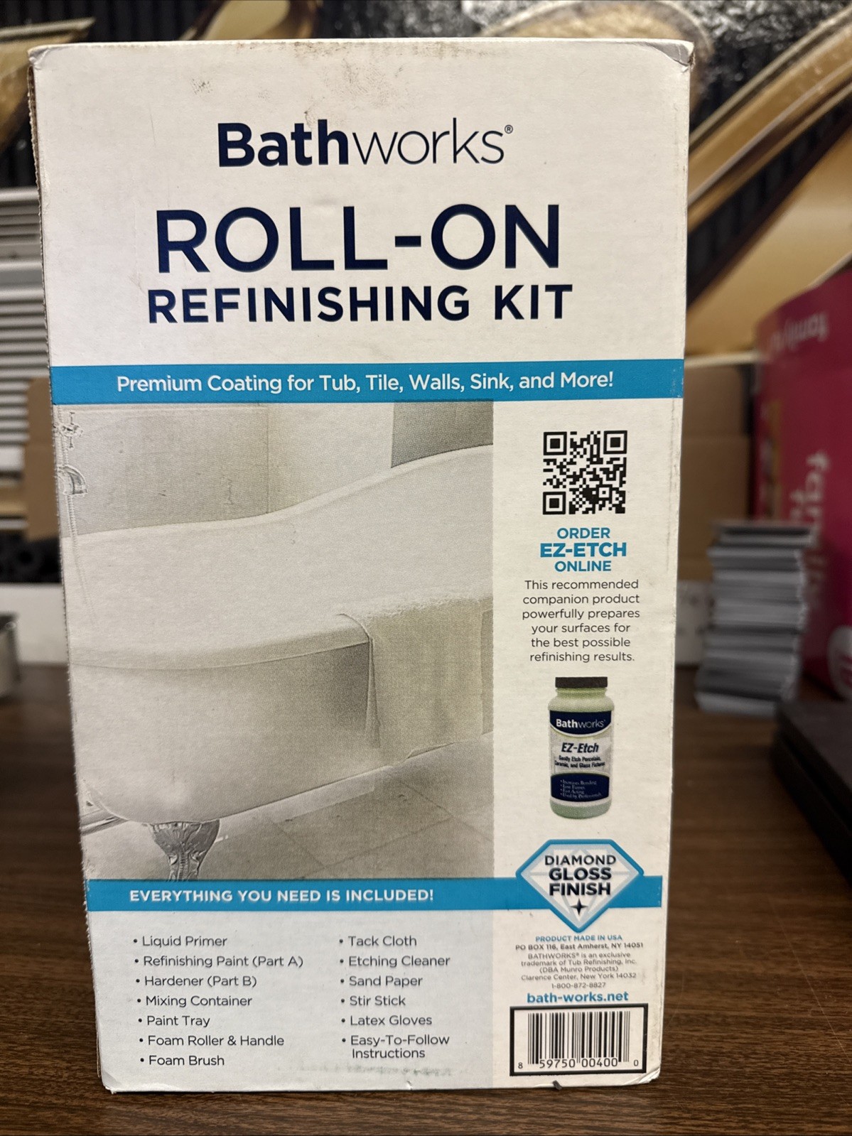 Bathworks Roll-On Refinishing Kit Diamond Gloss Finish White New In Box