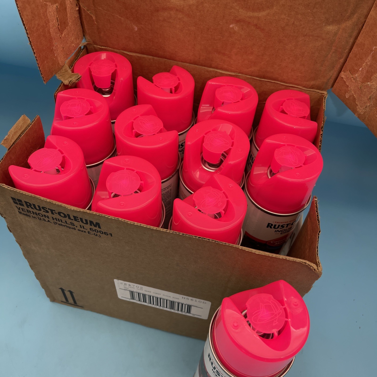 12 Pack Rust-Oleum 264702 Construction Marking Paint, 17 Oz Fluorescent Pink New