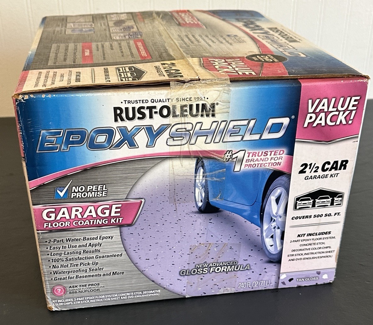 Garage Epoxy Shield Floor Kit Tan High-Gloss 2.5-Car Waterproof Sealant