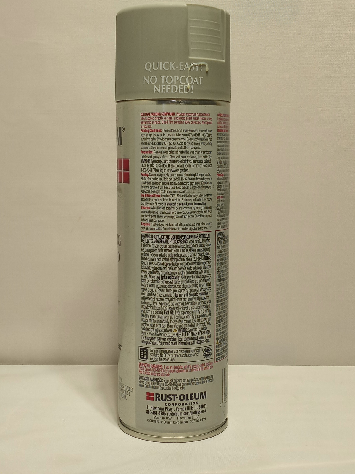 RustOleum 20 Oz Professional Cold Galvanized Compound Spray Paint 7585-838