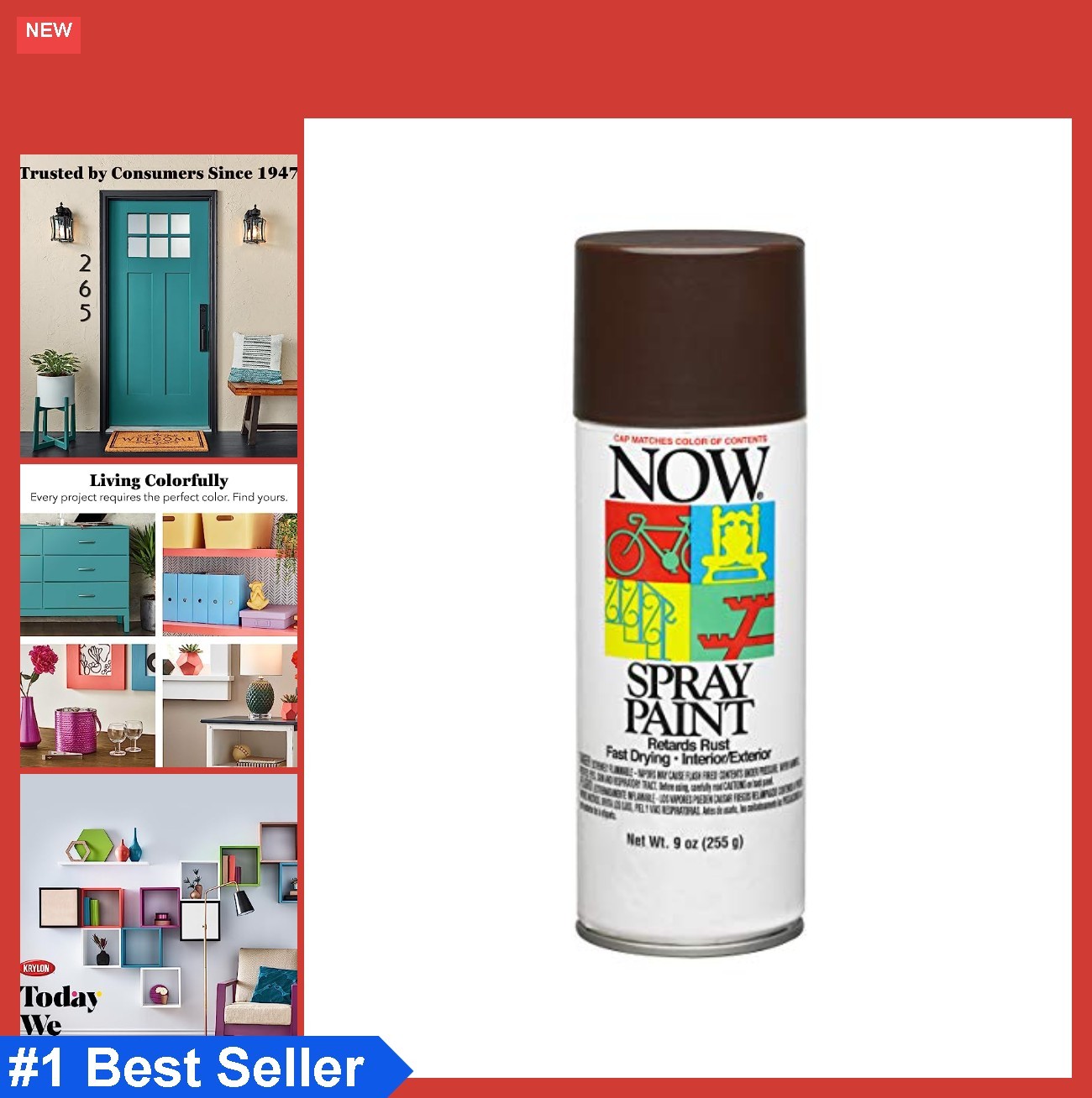Spray Paint Gloss Brown 9 oz Indoor Outdoor Use Metal Surface Fast Drying
