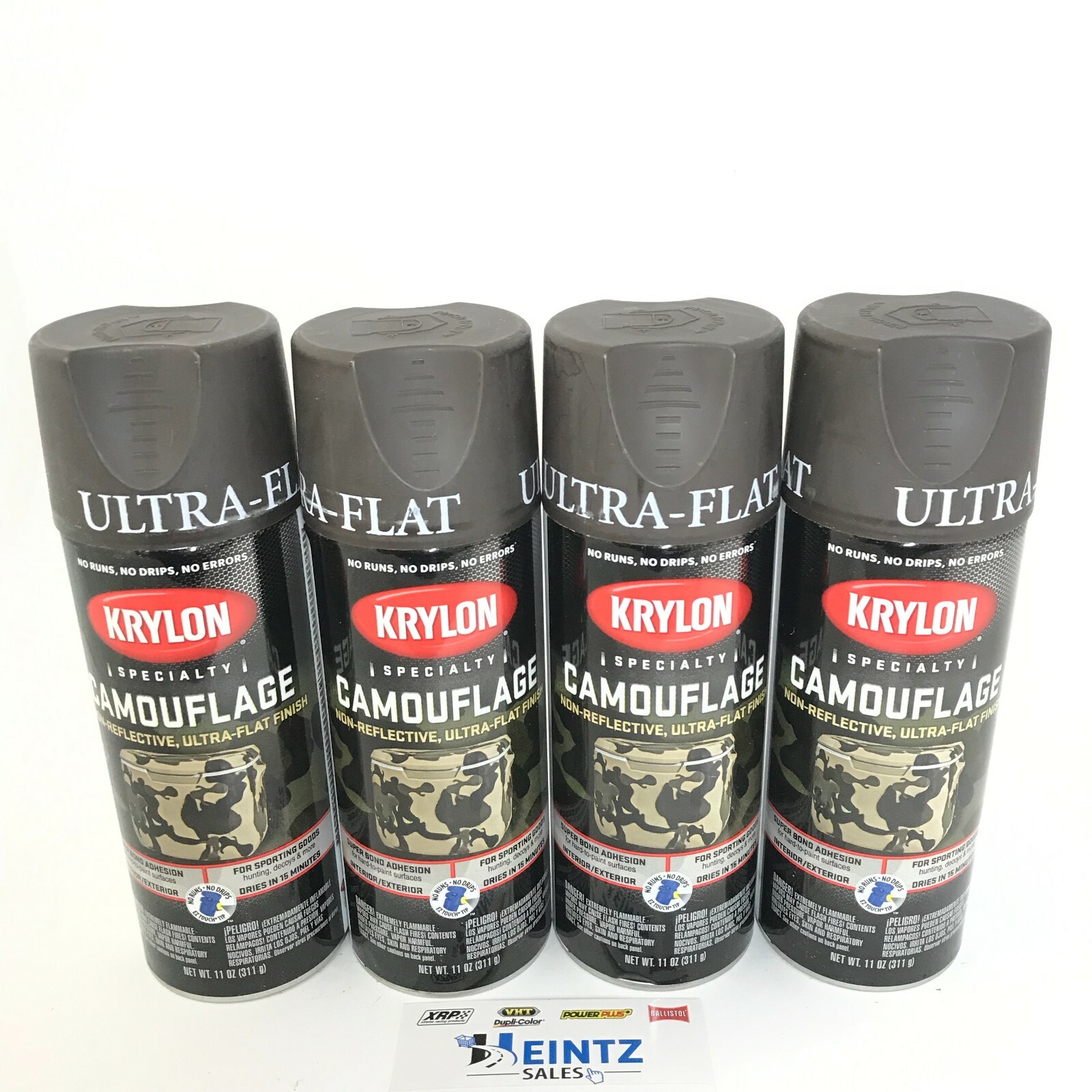 KRYLON 4292-4 PACK BROWN Camouflage Non-Reflective Ultra-Flat Finish Spray Paint