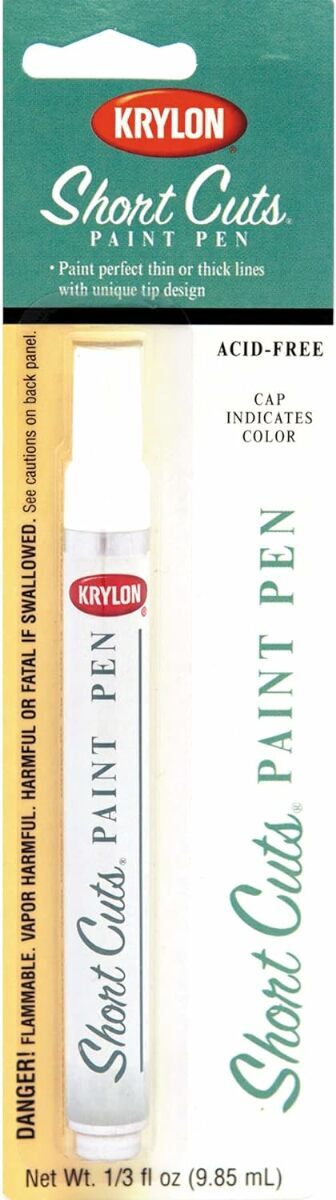 Krylon KSCP913 Short Cuts Enamel Paint Pen, Gloss White, .33 Ounce