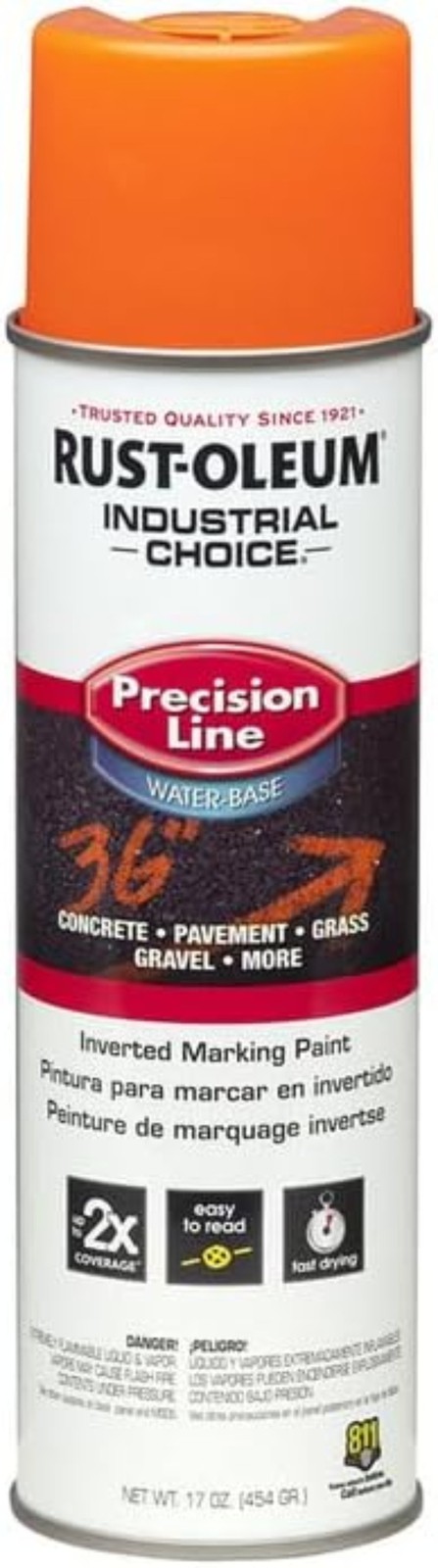 12PK Inverted Water-Based Marking Spray Paint, 17 Oz Fluorescent Orange