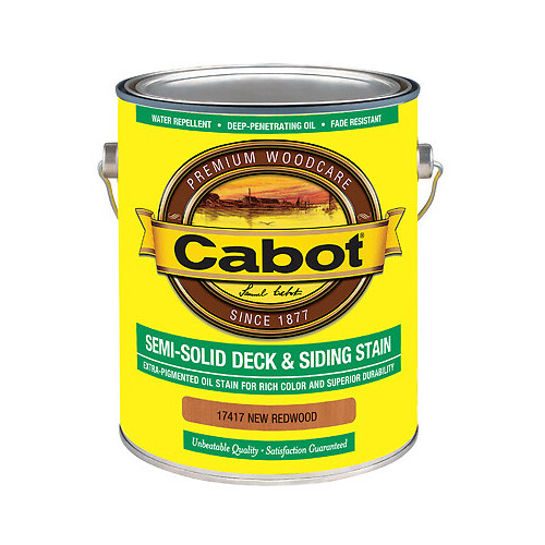 Cabot 17417-07 Deck & Siding Stain, Semi-Solid, Redwood, Gallon – Quantity 1