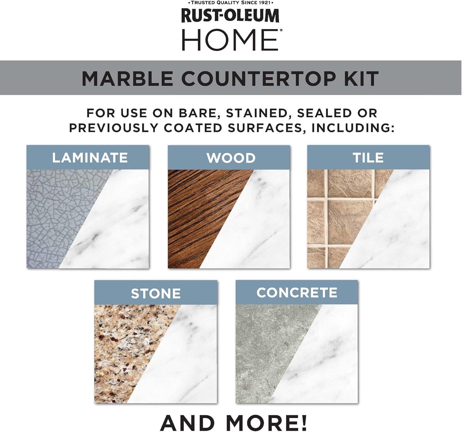 Rust-Oleum HOME Countertop Coating Kit, Marble with Satin Top Coat – 384964