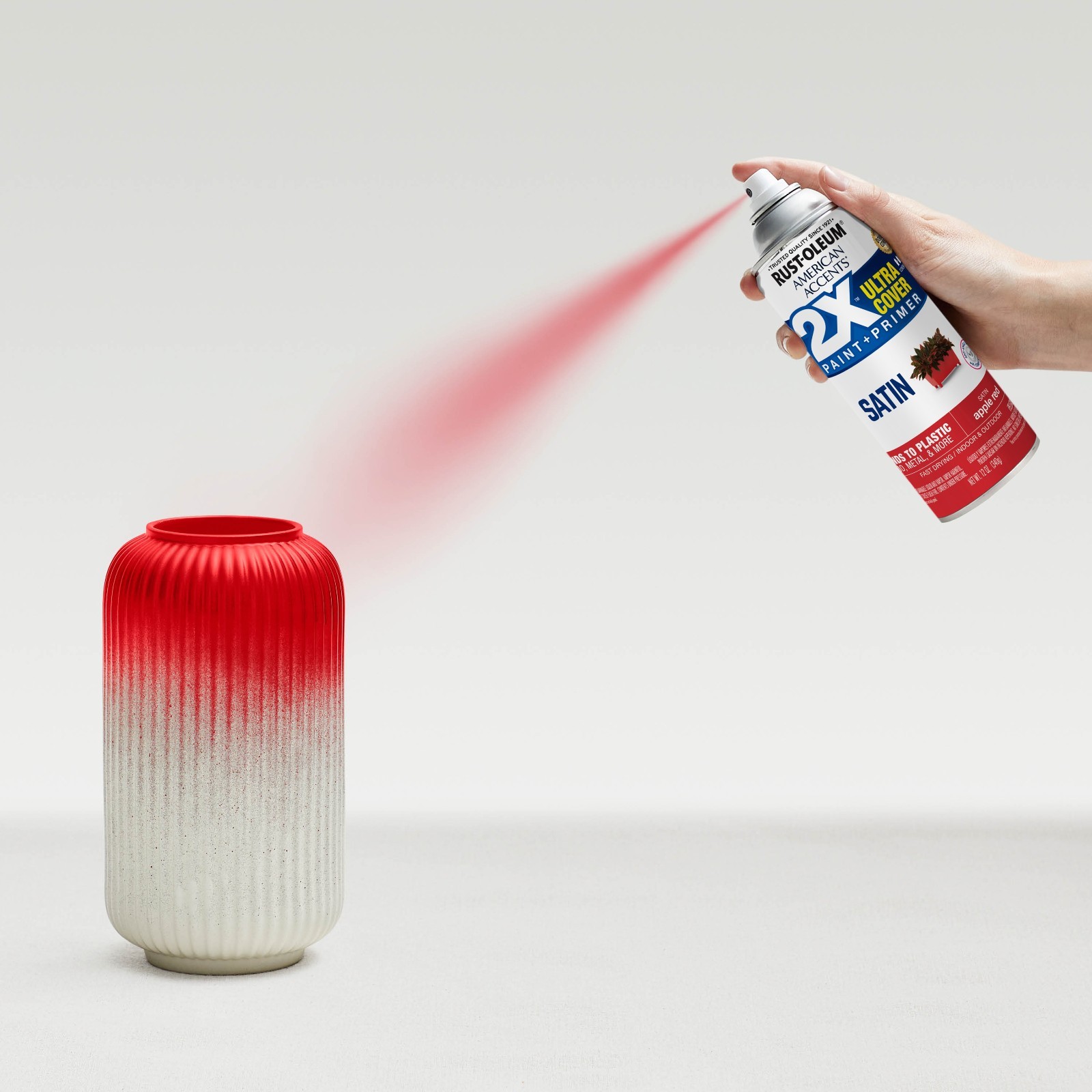 Apple Red, Rust-Oleum American Accents 2X Ultra Cover Satin Spray Paint- 12 oz