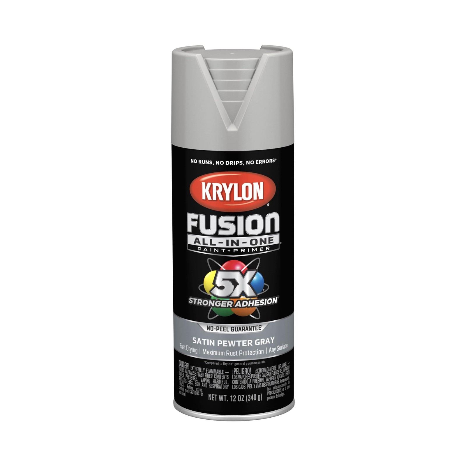 Krylon All In One Spray Paint 12oz Pewter Gray Strong Adhesion Rust Protection
