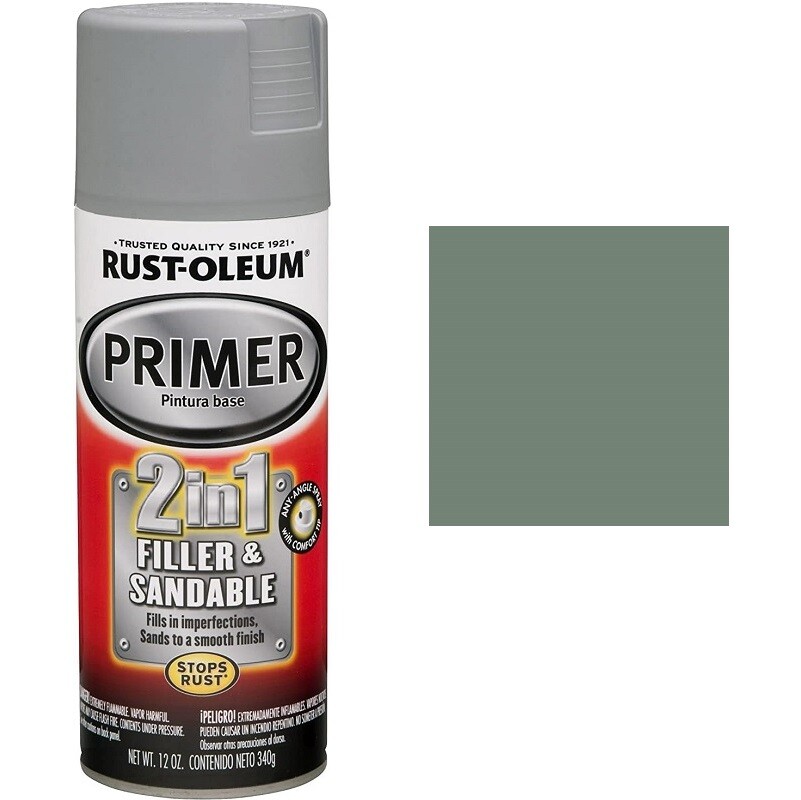 Rustoleum Car Paint Automotive 2-In-1 Filler & Sandable Primer Gray 12oz 1-Pack
