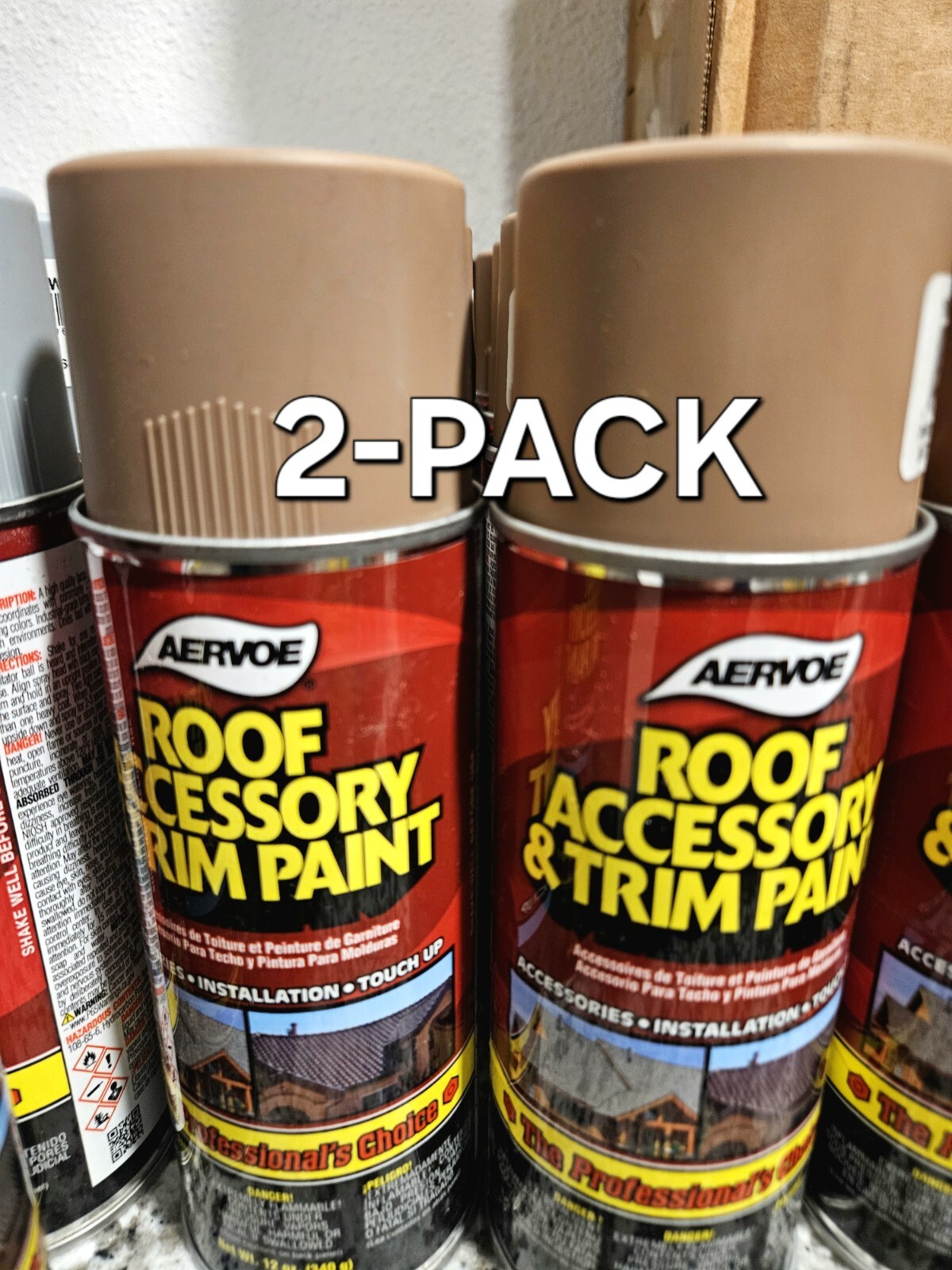 2 PACK Value Aervoe 1601 12 oz. Roof Accessory & Trim Paint, Exterior Use, Cedar